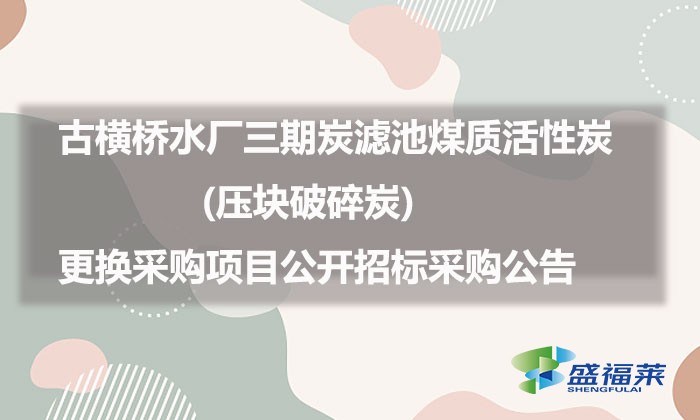 古横桥水厂三期炭滤池煤质活性炭(压块破碎炭)更换采购项目公开招标采购公告